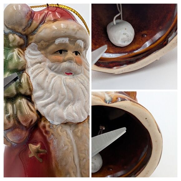 TII Collections Santa Claus Bell Christmas Ornament Glazed Ceramic Clapper 3” - Picture 7 of 7